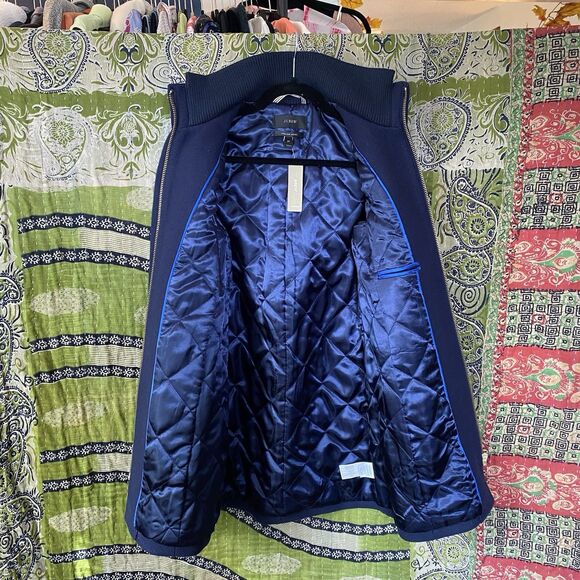 NWT J. Crew Navy Italian Wool Blend Stadium Cloth Lodge Coat Size 00 - Picture 10 of 16